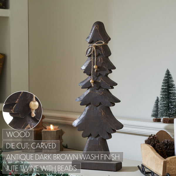 Tidings Timber Dark Wooden Tree 21x8x2