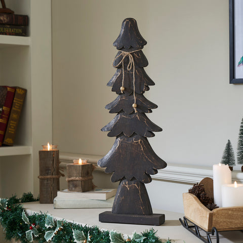Tidings Timber Dark Wooden Tree 25x9x2