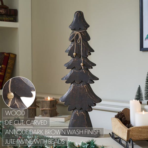 Tidings Timber Dark Wooden Tree 25x9x2