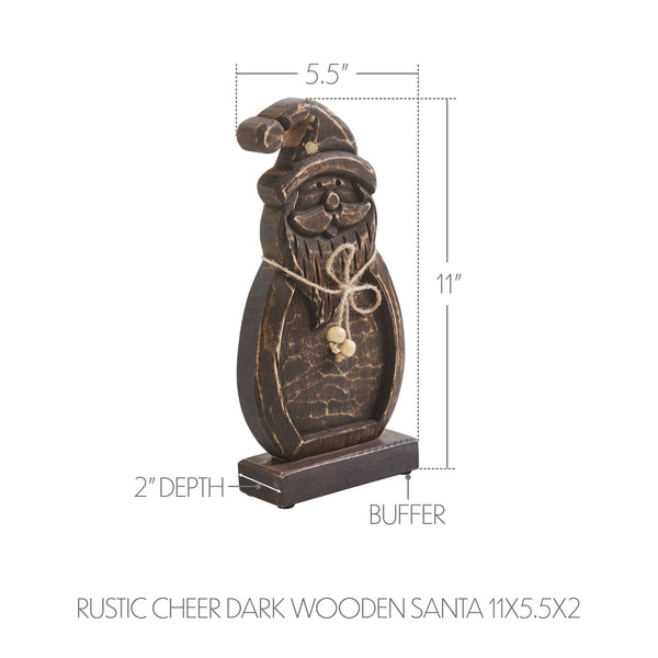 Rustic Cheer Dark Wooden Santa 11x5.5x2