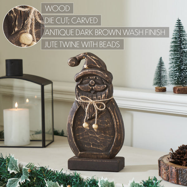 Rustic Cheer Dark Wooden Santa 11x5.5x2