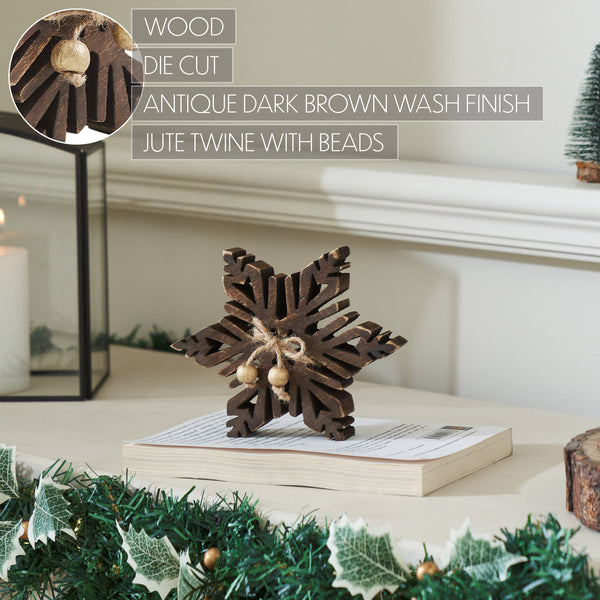 Dark Wooden Snowflake 5.75x5.75x1