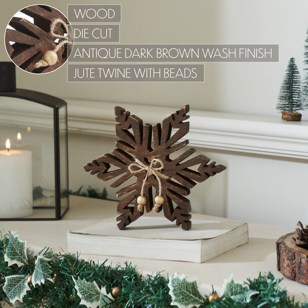 Dark Wooden Snowflake 7.75x7.75x1