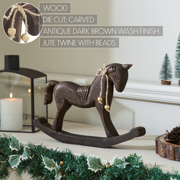 Dark Wooden Rocking Horse 9.5x15x1.5