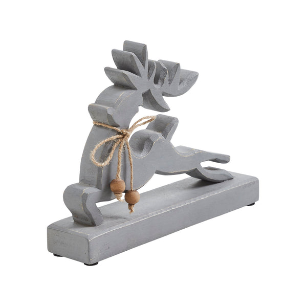 Through the Snow Distressed Grey Wooden Reindeer 7x9x2