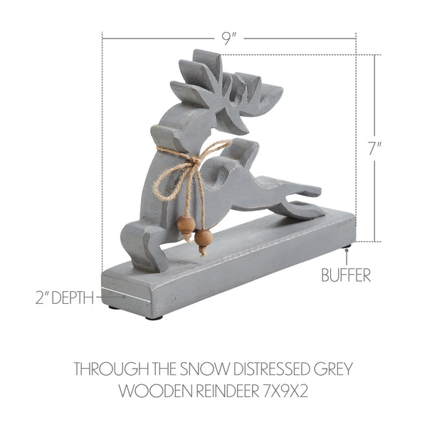 Through the Snow Distressed Grey Wooden Reindeer 7x9x2
