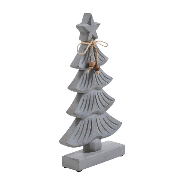 Starry Pine Distressed Grey Wooden Tree 13x7x2