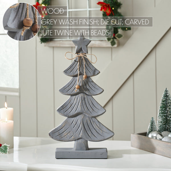 Starry Pine Distressed Grey Wooden Tree 13x7x2