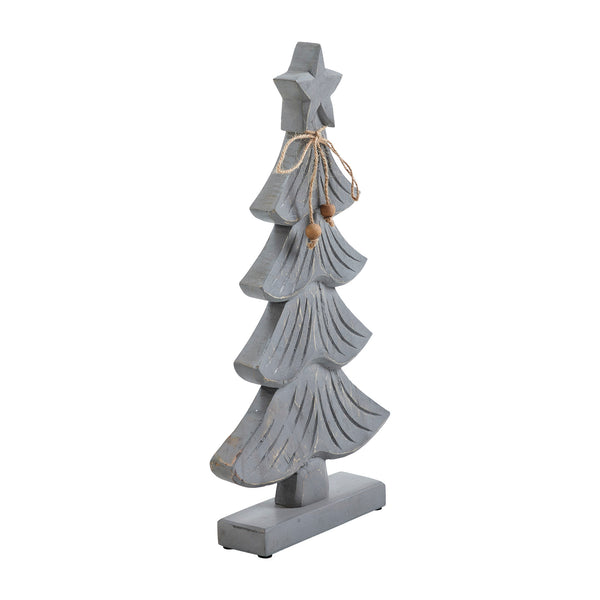 Starry Pine Distressed Grey Wooden Tree 17x8.75x2