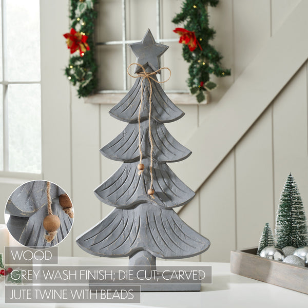 Starry Pine Distressed Grey Wooden Tree 17x8.75x2