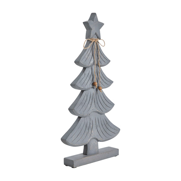 Starry Pine Distressed Grey Wooden Tree 21x11x2