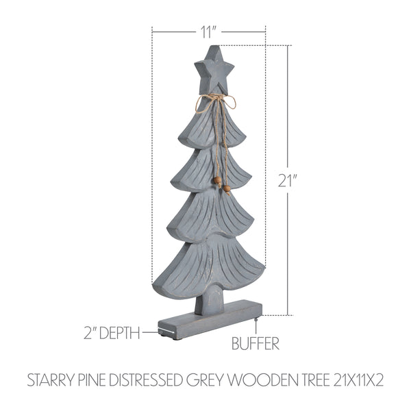 Starry Pine Distressed Grey Wooden Tree 21x11x2