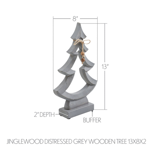 Jinglewood Distressed Grey Wooden Tree 13x8x2