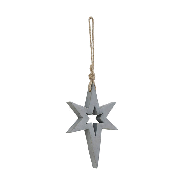 Northern Yule Distressed Grey Wooden Star 8x6x0.75