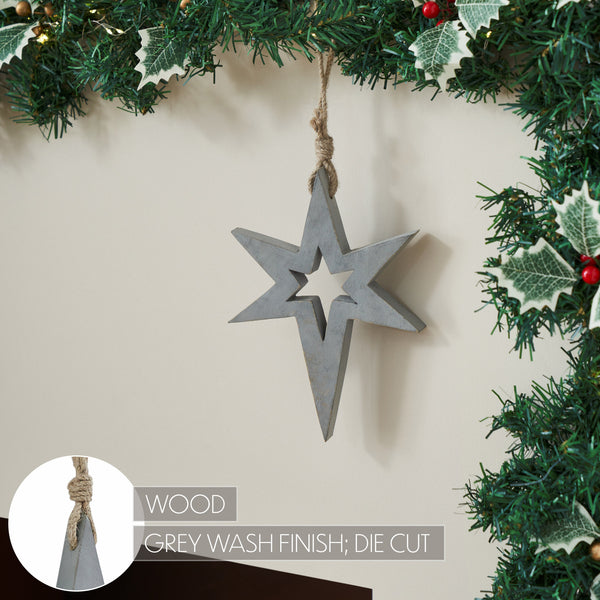 Northern Yule Distressed Grey Wooden Star 8x6x0.75