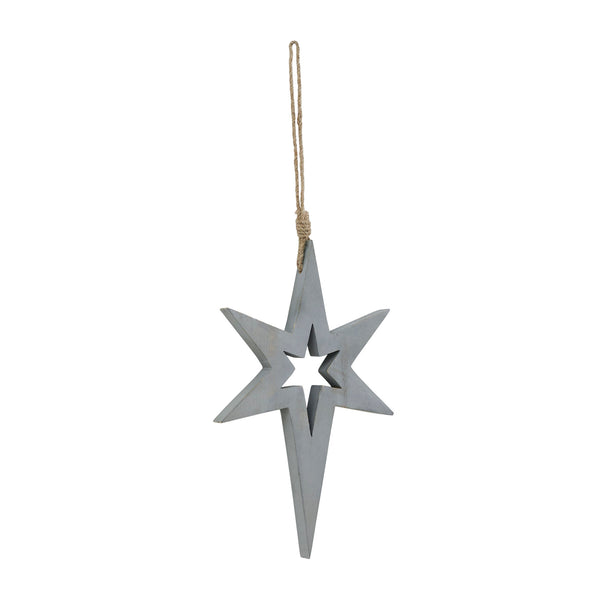 Northern Yule Distressed Grey Wooden Star 12x8x0.75