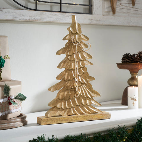 Winter Wonder Brushed Gold Wooden Tree 17x12x2