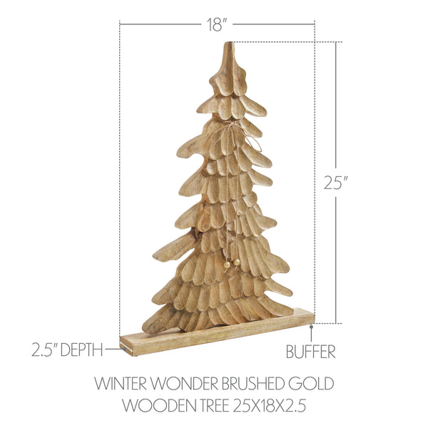 Winter Wonder Brushed Gold Wooden Tree 25x18x2.5