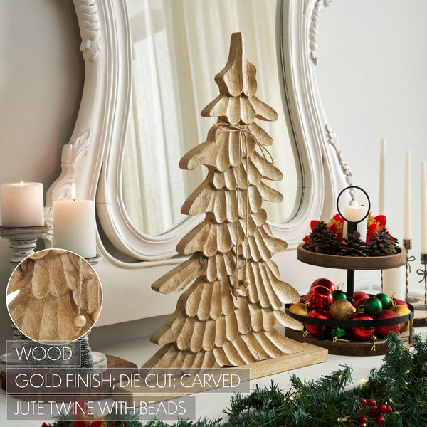 Winter Wonder Brushed Gold Wooden Tree 25x18x2.5