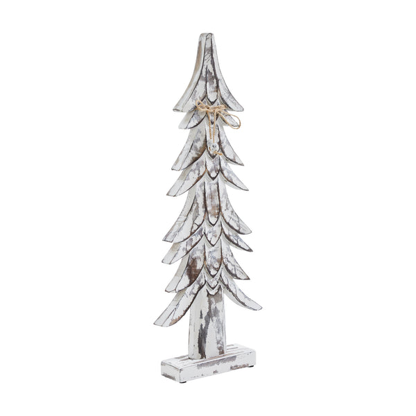 Timber Tidings Distressed White Wooden Tree 21x8.5x2