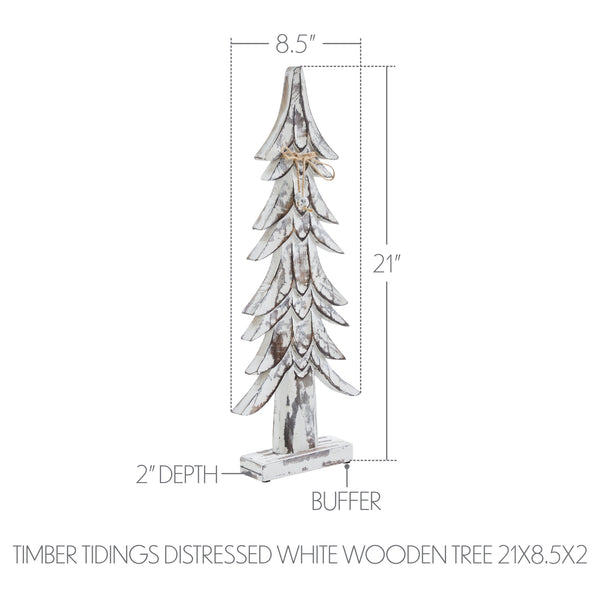 Timber Tidings Distressed White Wooden Tree 21x8.5x2