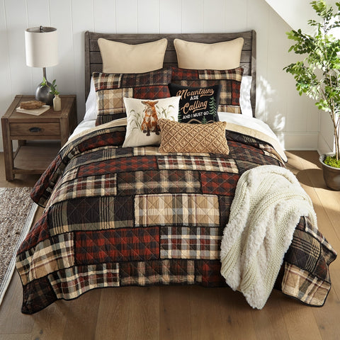 Lj Plaid 3pc Cotton Quilted Bedding Set