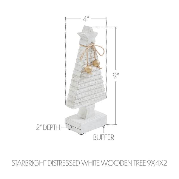 Starbright Distressed White Wooden Tree 9x4x2