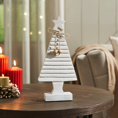 Starbright Distressed White Wooden Tree 13x6x2