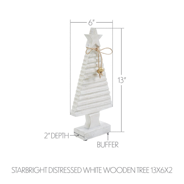 Starbright Distressed White Wooden Tree 13x6x2