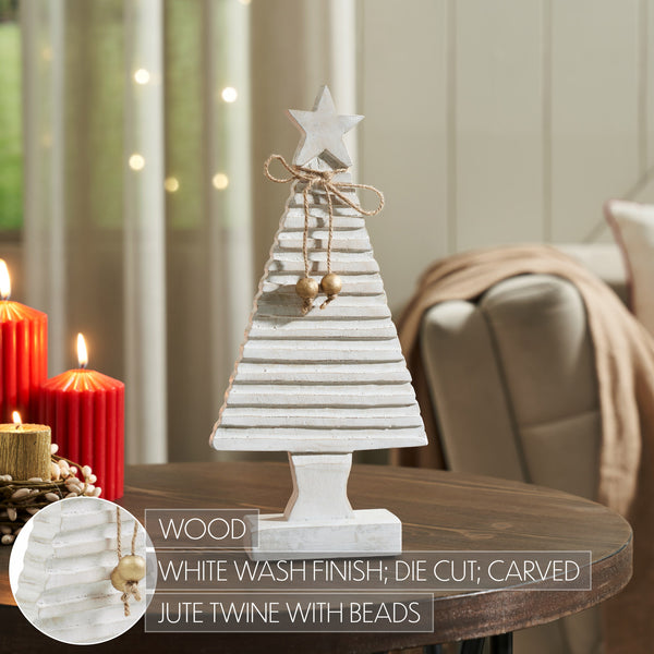 Starbright Distressed White Wooden Tree 13x6x2