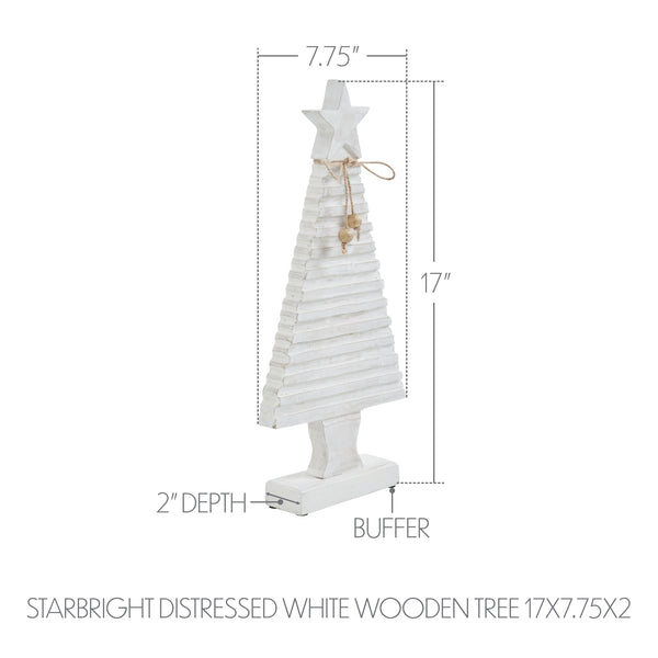 Starbright Distressed White Wooden Tree 17x7.75x2