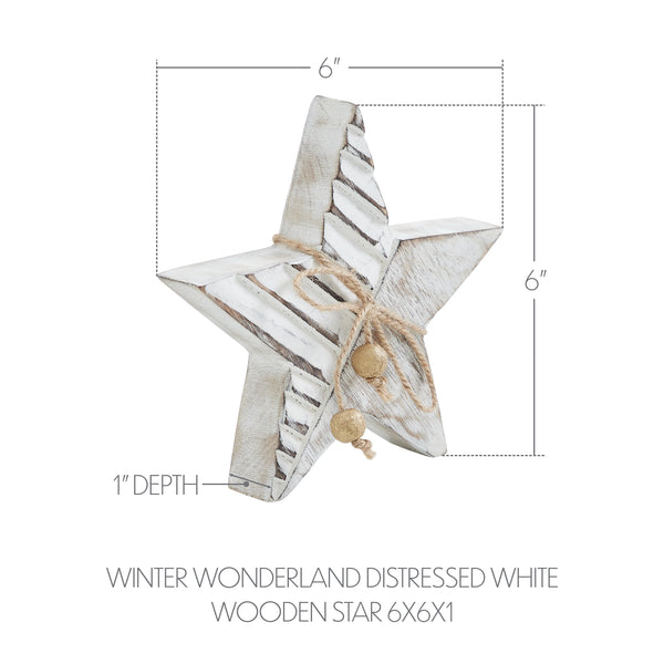 Winter Wonderland Distressed White Wooden Star 6x6x1