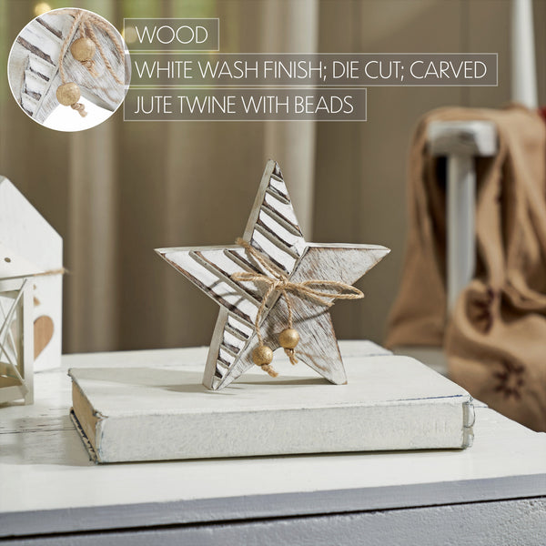 Winter Wonderland Distressed White Wooden Star 6x6x1