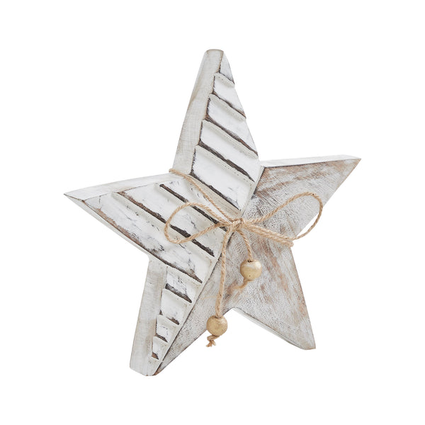 Winter Wonderland Distressed White Wooden Star 8x8x1
