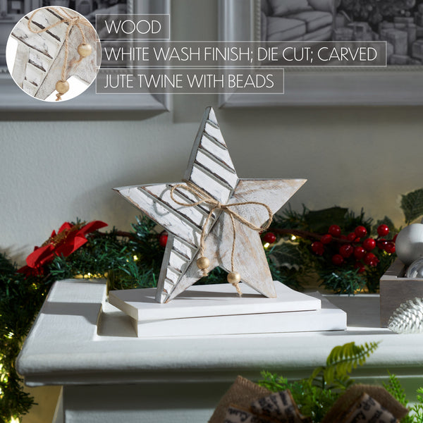Winter Wonderland Distressed White Wooden Star 8x8x1