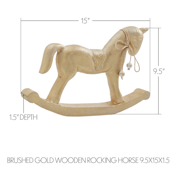 Brushed Gold Wooden Rocking Horse 9.5x15x1.5