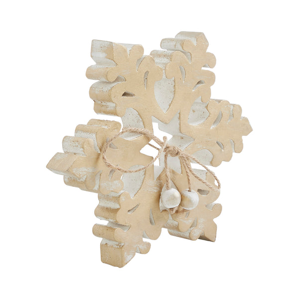 Yuletide Glow Brushed Gold Wooden Snowflake 5.75x5.75x1