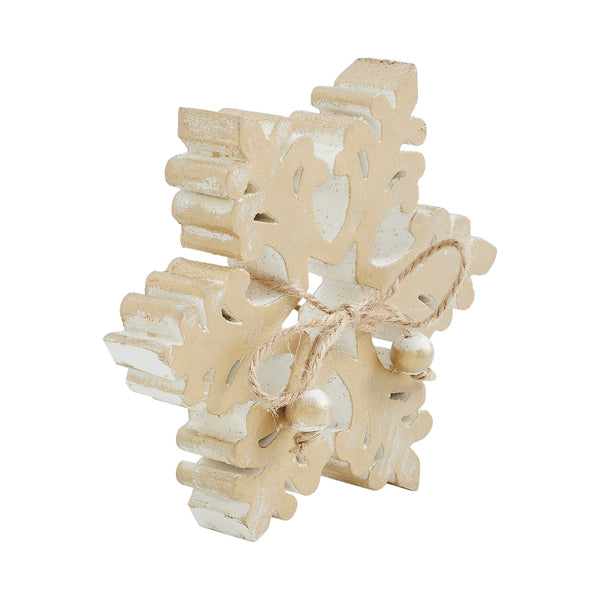 Yuletide Glow Brushed Gold Wooden Snowflake 7.75x7.75x1