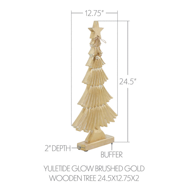 Yuletide Glow Brushed Gold Wooden Tree 24.5x12.75x2