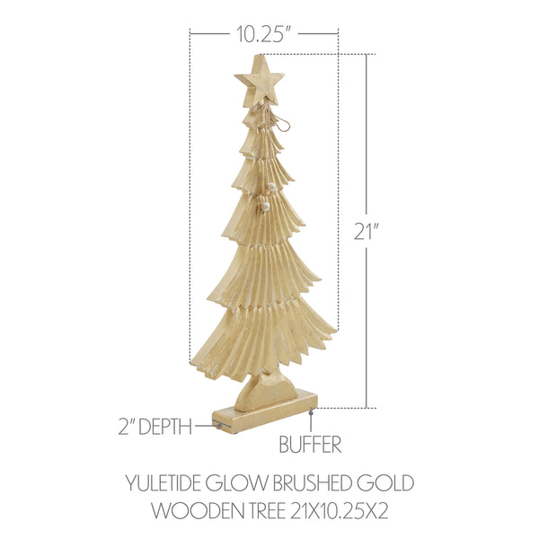 Yuletide Glow Brushed Gold Wooden Tree 21x10.25x2