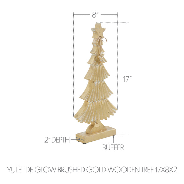 Yuletide Glow Brushed Gold Wooden Tree 17x8x2