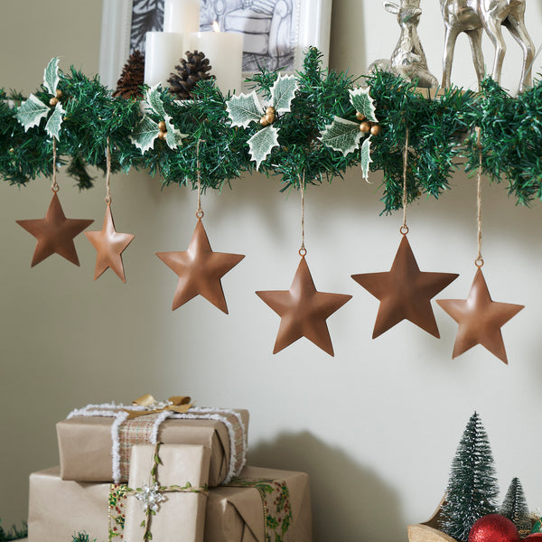 Rust Star Metal Ornament Set of 6 - 4.2/5.2 inch