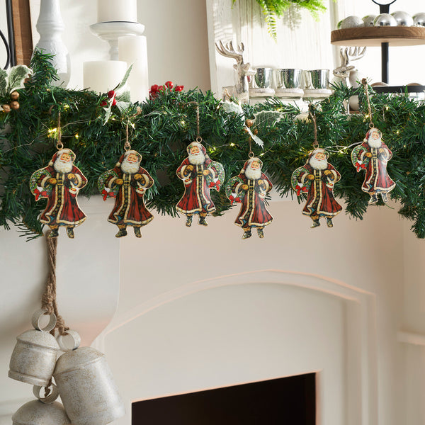 Jolly Old St Nick Metal Ornament Set of 6 - 5.5 inch