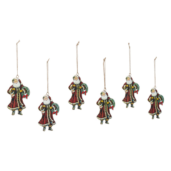 Jolly Old St Nick Metal Ornament Set of 6 - 5.5 inch