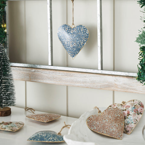 Cottagecore Mixed Floral Keepsake Ornaments Metal Set of 6 - 4 inch