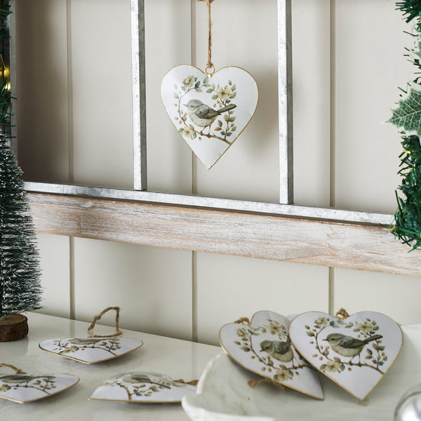 Floral Finch Metal Ornament Set of 6 - 4 inch