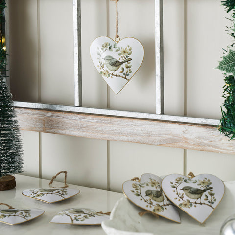 Floral Finch Metal Ornament Set of 6 - 4 inch