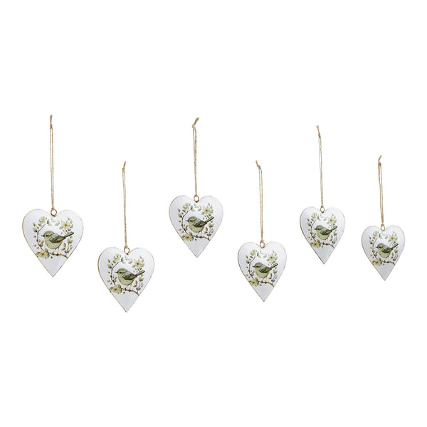 Floral Finch Metal Ornament Set of 6 - 4 inch