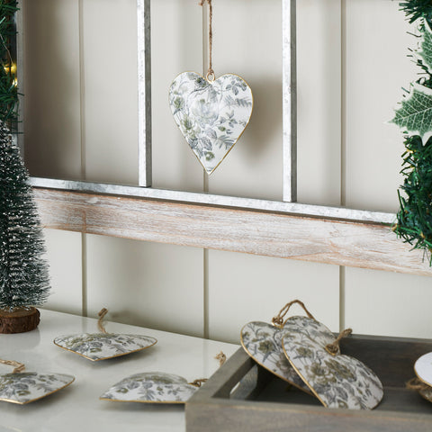 Cottage Neutral Floral Metal Ornament Set of 6 - 4 inch