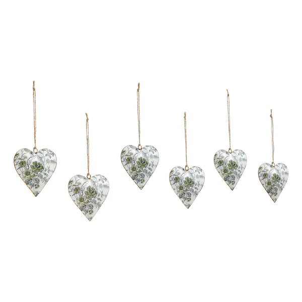 Cottage Neutral Floral Metal Ornament Set of 6 - 4 inch